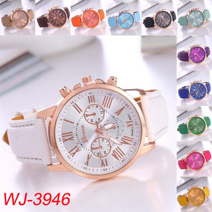 WJ-8452 फैशन महिलाओं अच्छी गुणवत्ता उपहार एनालॉग मिश्र धातु घड़ी प्रकरण चमड़ा घड़ी