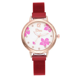 WJ-8460 New Fashion Flower Watch Ladies China Factory Alloy Case Stainless Steel Band Mesh Watch