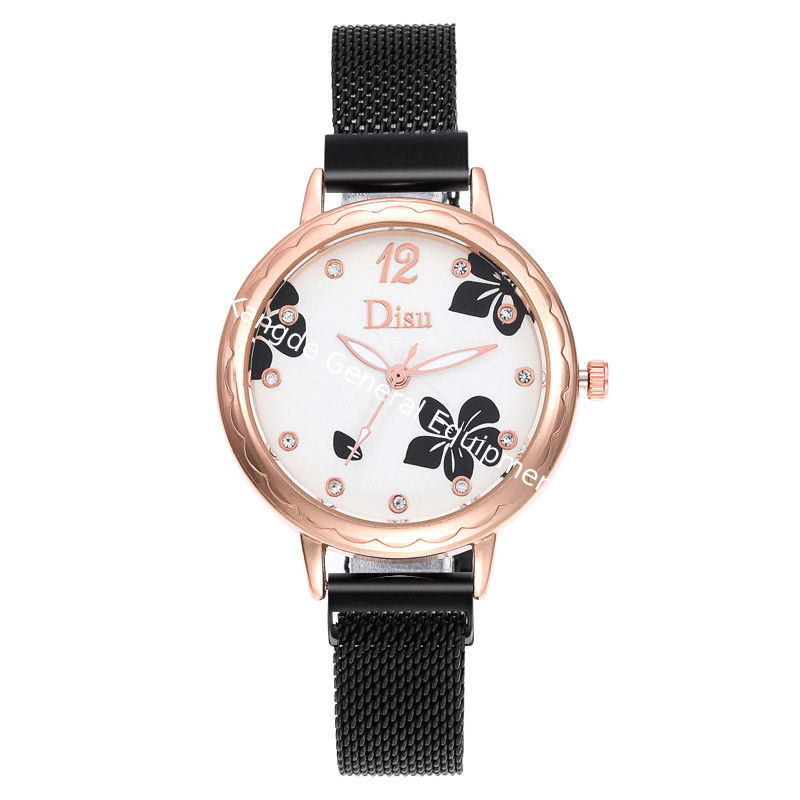 WJ-8460 New Fashion Flower Watch Ladies China Factory Alloy Case Stainless Steel Band Mesh Watch